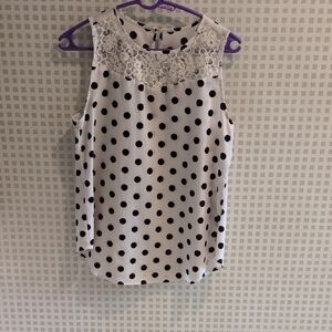 Elegant Lace Polka Dot Blouse - Black and White